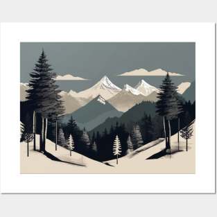 Mountain Vintage Retro Established Woods Fauna Posters and Art